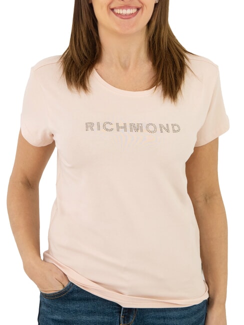 JOHN RICHMOND MECHI Camiseta elástica con logo de strass polvo - camiseta