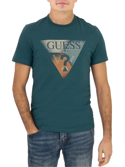 GUESS SS CN TRIANGLE Camiseta de manga corta verdadero verde azulado - camiseta