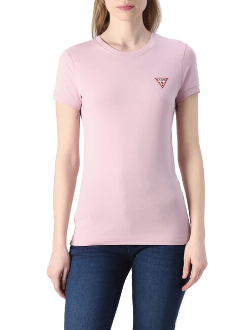 GUESS MINI TRIANGLE Camiseta slim fit crema lila - camiseta