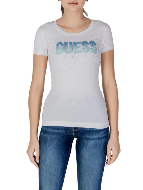 GUESS CN SS GLITTER  Camiseta de algodón purwhite - camiseta