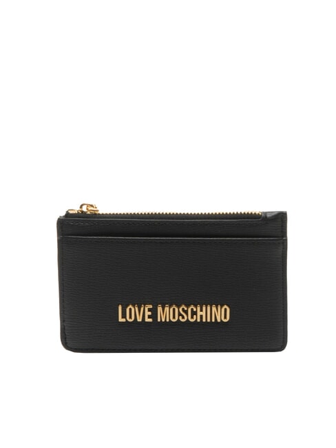 LOVE MOSCHINO METALLIC LOGO Tarjetero plano con monedero negro - Carteras Mujer