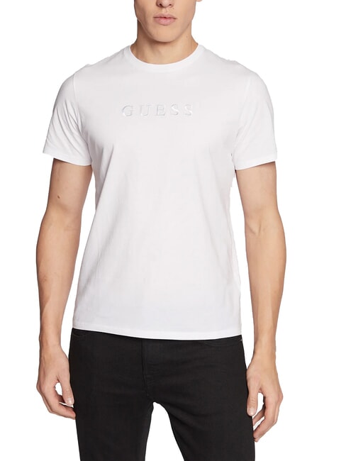 GUESS LOGO EMBROIDERY Camiseta de algodón purwhite - camiseta