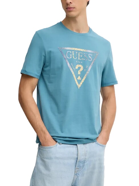 GUESS TRIANGLE Camiseta con estampado maxi Tormenta salvaje azul - camiseta