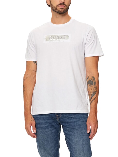 GUESS METALLIC LOGO Camiseta con estampado en relieve purwhite - camiseta
