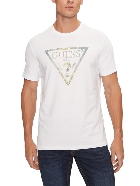 GUESS TRIANGLE Camiseta con estampado maxi purwhite - camiseta