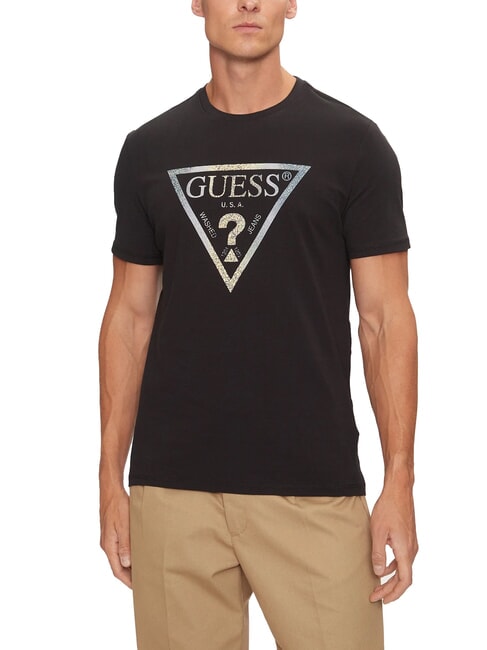 GUESS TRIANGLE Camiseta con estampado maxi jetbla - camiseta