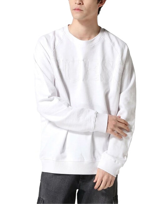 GUESS RAGLAN Sudadera de algodón con cuello redondo purwhite - Sudaderas