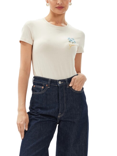 GUESS FLOWERS Camiseta elástica rubor vainilla - camiseta