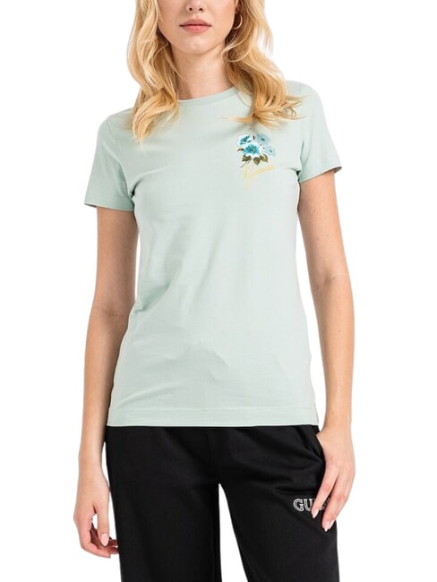 GUESS FLOWERS Camiseta elástica menta suave - camiseta