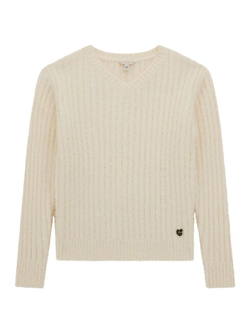 GUESS KIDS Suéter de cuello en V acanalado cremwhi - Suéteres para niños