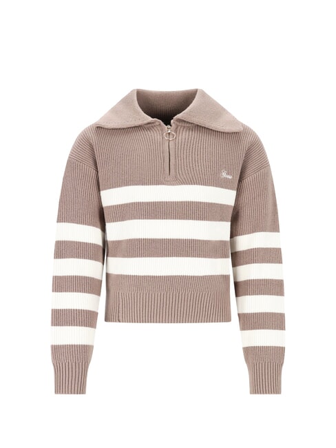 GUESS KIDS Cárdigan de rayas con cremallera Rayas blancas marrones - Suéteres para niños