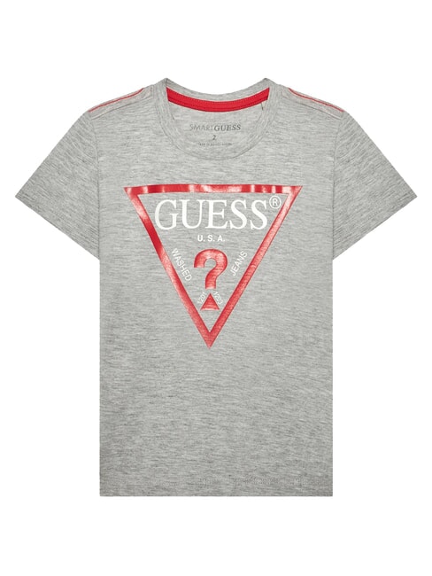 GUESS KIDS Camiseta de algodón con estampado de triángulos gris jaspeado claro - Camiseta niño