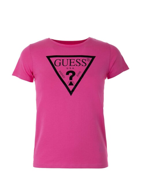 GUESS KIDS Camiseta con estampado de logotipo en forma de triángulo viaje rosa - Camiseta niño