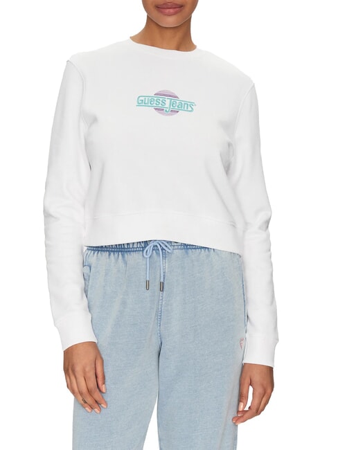 GUESS JEANS CN CROP Sudadera de algodón purwhite - Sudaderas de mujer