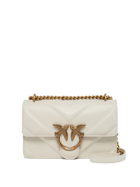 PINKO LOVE ONE MINI Bolso de napa acolchado Chevron blanco seda-oro antiguo - Bolsos Mujer