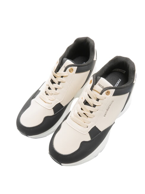 ROCCOBAROCCO METALLIC LOGO Zapatillas altas de piel bicolor blanco/negro - Zapatos Mujer