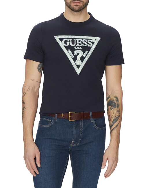 GUESS SS CN TRIANGLE Camiseta de algodón smartblue - camiseta
