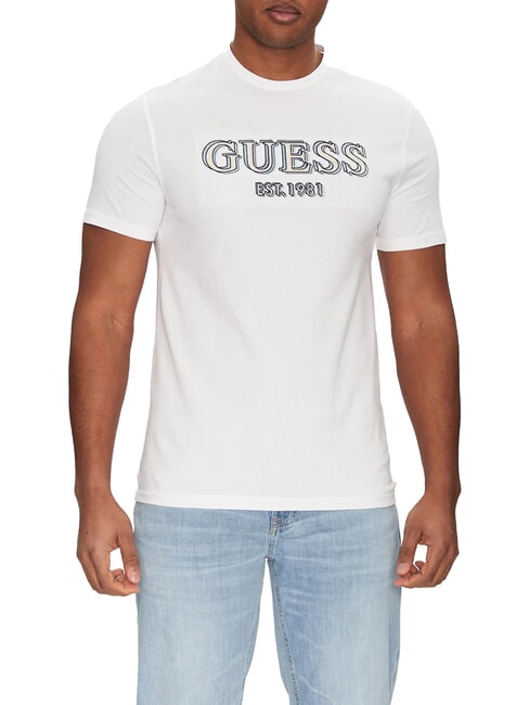 GUESS SS CN LOGO Camiseta de algodón purwhite - camiseta