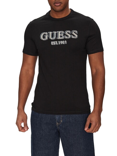 GUESS SS CN LOGO Camiseta de algodón jetbla - camiseta