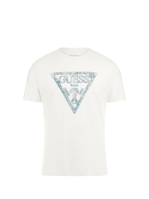 GUESS SS CN TRIANGLE Camiseta de algodón purwhite - camiseta