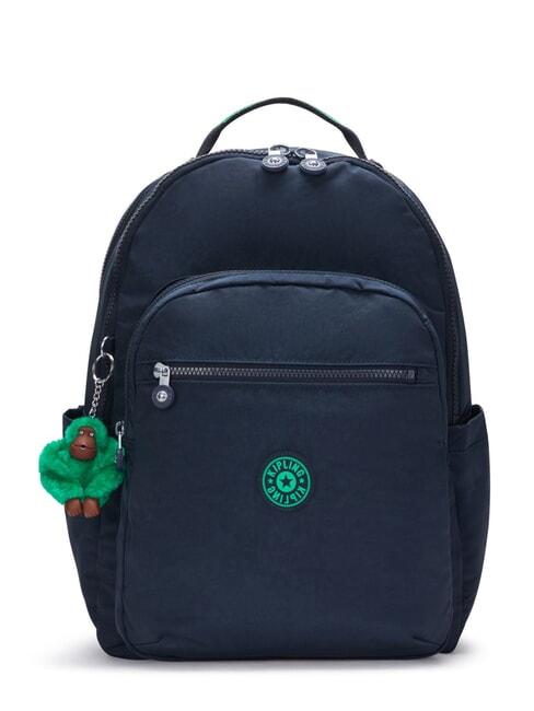 KIPLING SEOUL Mochila con bolsillo para portátil de 15" bloque azul verde - Mochilas Escuela & Tiempo Libre