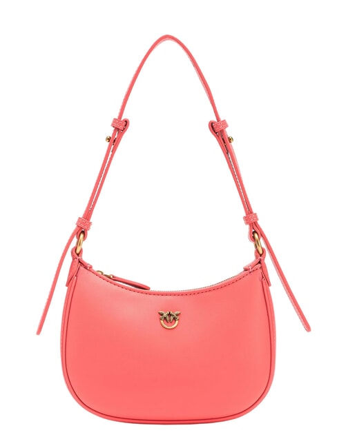 PINKO HALF MOON BABY Bolso de hombro de piel coral. oro antiguo picante - Bolsos Mujer