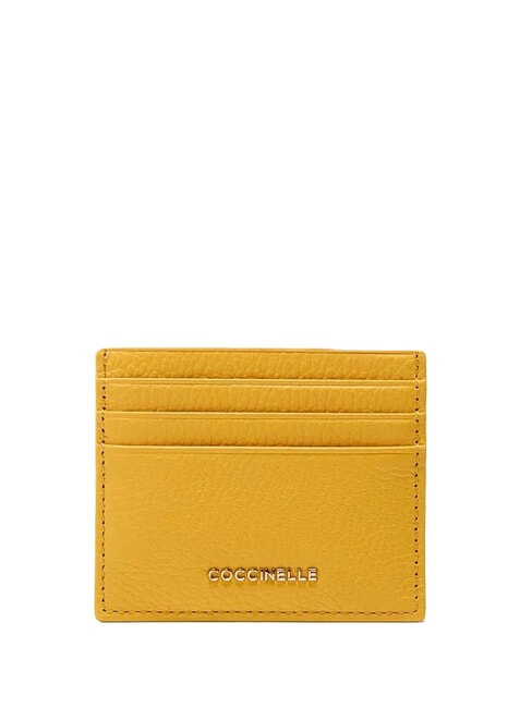 COCCINELLE METALLIC SOFT  Tarjetero plano de piel soleado - Carteras Mujer