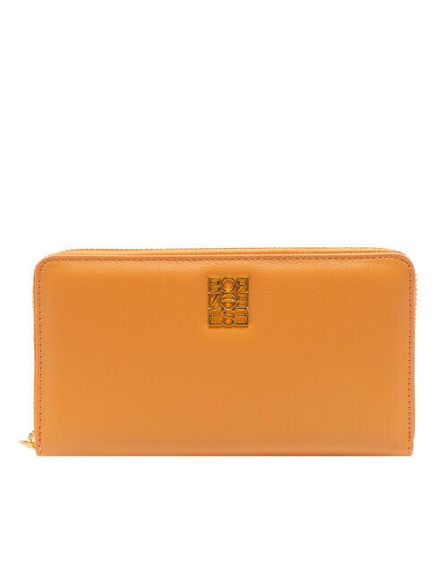 BORBONESE LETTERING PLATE Cartera de cuero con cremallera mandarinas - Carteras Mujer