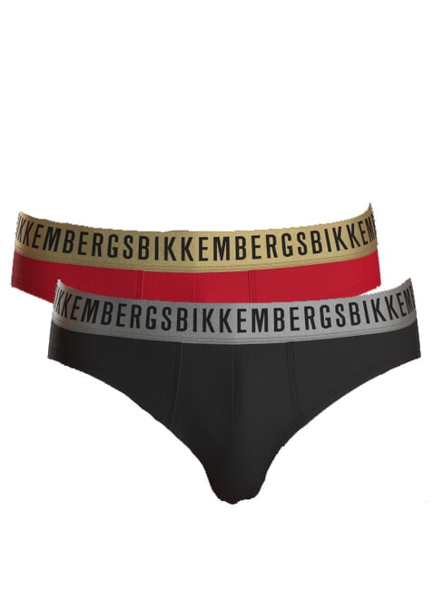 BIKKEMBERGS BRIEF 2 resbalones rojo/negro - Calzoncillos de hombre