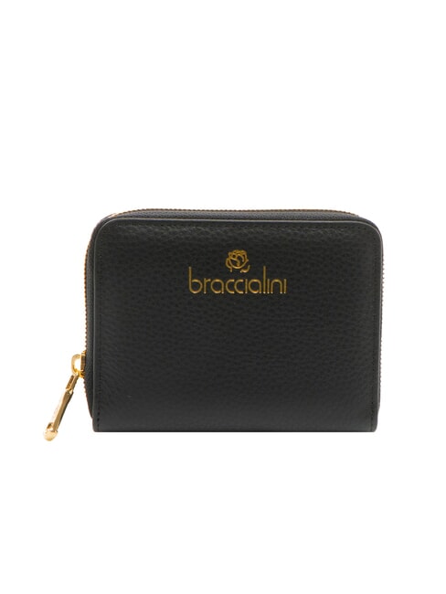 BRACCIALINI BASIC Cartera pequeña de cuero con cremallera negro - Carteras Mujer