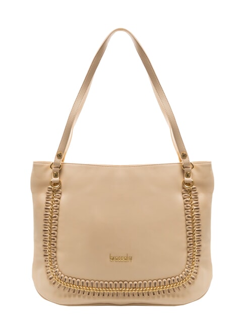 BRACCIALINI NAOMI Bolso bandolera de piel con cadena beige - Bolsos Mujer