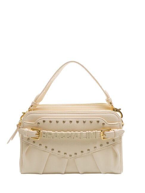 BRACCIALINI GISELLE Bolso de hombro con logo y tachuelas beige - Bolsos Mujer
