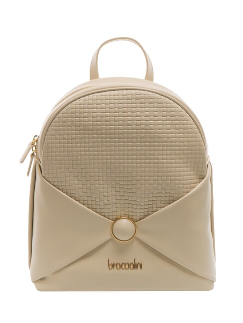 BRACCIALINI NAOMI Mochila redonda de cuero beige - Bolsos Mujer