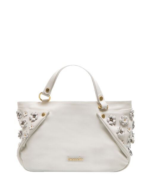BRACCIALINI SOFIA Bolso de piel con pequeñas flores blanco - Bolsos Mujer