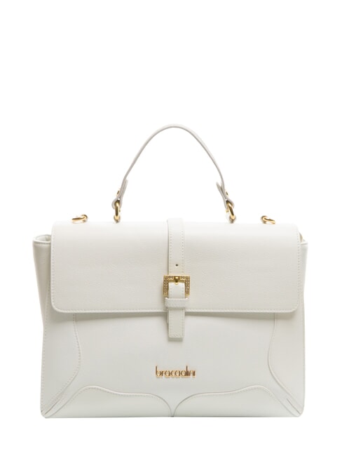 BRACCIALINI HELLEN Bolso maletín de piel con hebilla blanco - Bolsos Mujer
