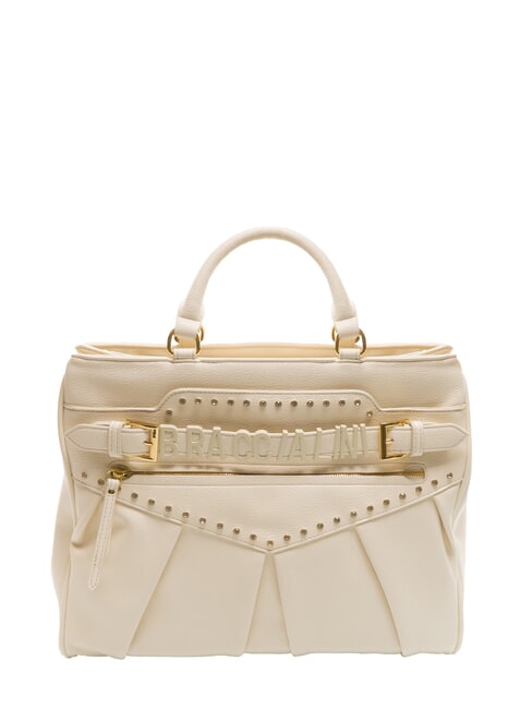 BRACCIALINI GISELLE Bolso de mano con logotipo de metal beige - Bolsos Mujer