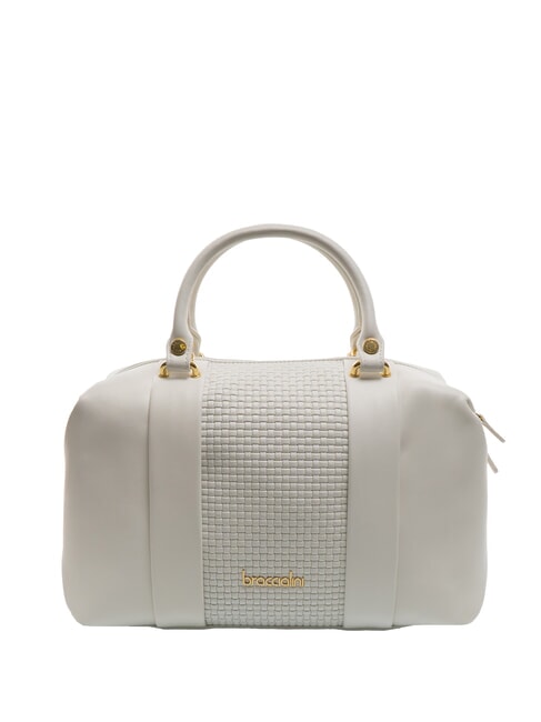 BRACCIALINI NAOMI Bolso baúl de cuero trenzado blanco - Bolsos Mujer