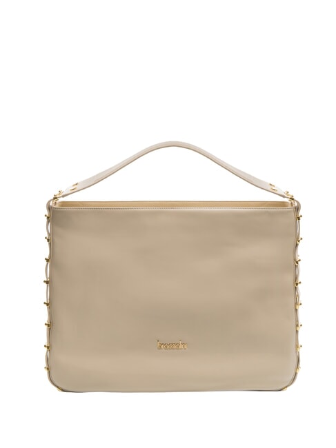 BRACCIALINI NORA Bolso hobo de cuero beige - Bolsos Mujer