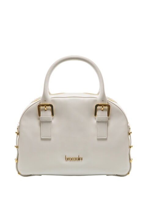 BRACCIALINI NORA Bolso bandolera de piel con hebillas blanco - Bolsos Mujer