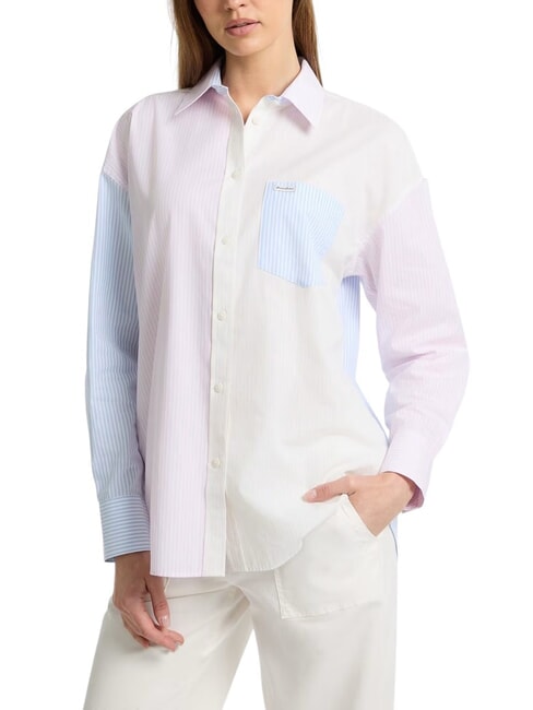 GUESS JEANS LS OVERSIVE POCKETS Camisa holgada de rayas rayas multicolores - Camisas