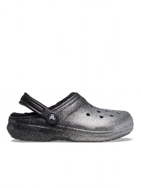 CROCS CLASSIC GLITTER LINED CLOG Zueco acolchado negro/plata - Zapatos Mujer