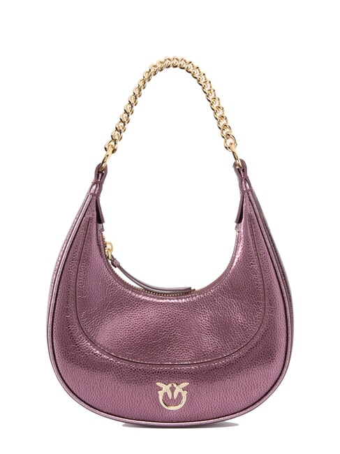 PINKO BRIOCHE Bolso de hombro de piel metalizada marrón dorado metálico - Bolsos Mujer