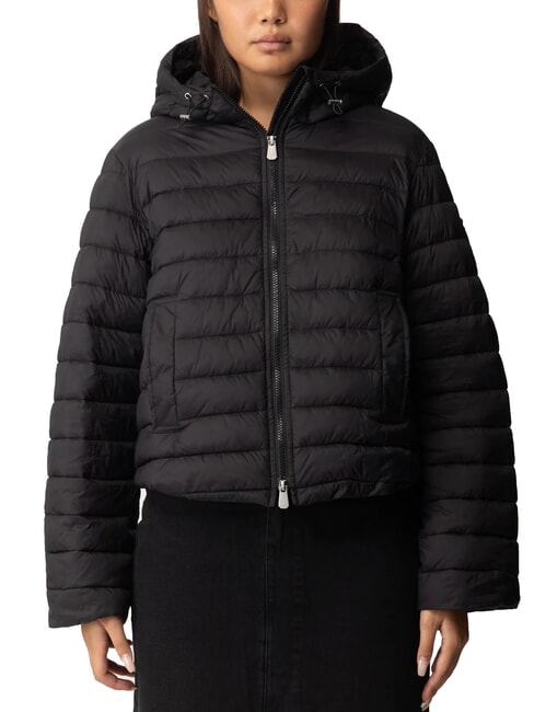 PINKO IDROVOLANT Chaqueta corta de plumas con capucha limusina negra - Chaquetas de plumas de mujer