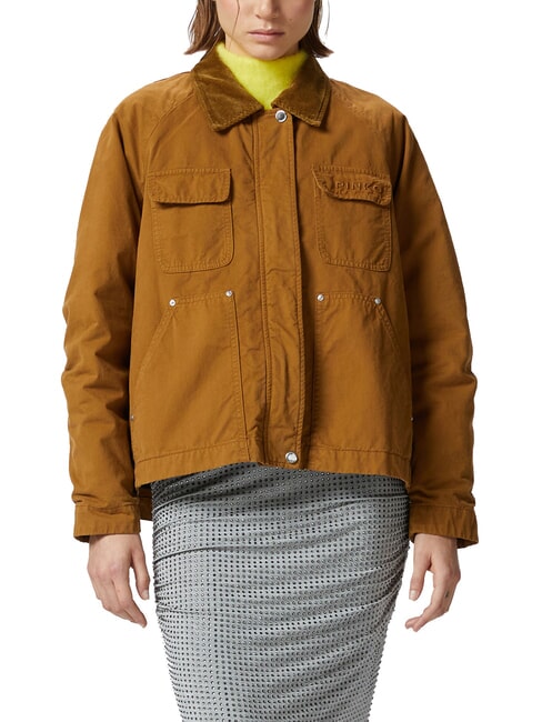 PINKO CANNONE Chaqueta de abrigo con cuello de terciopelo bronce - Chaquetas de mujer