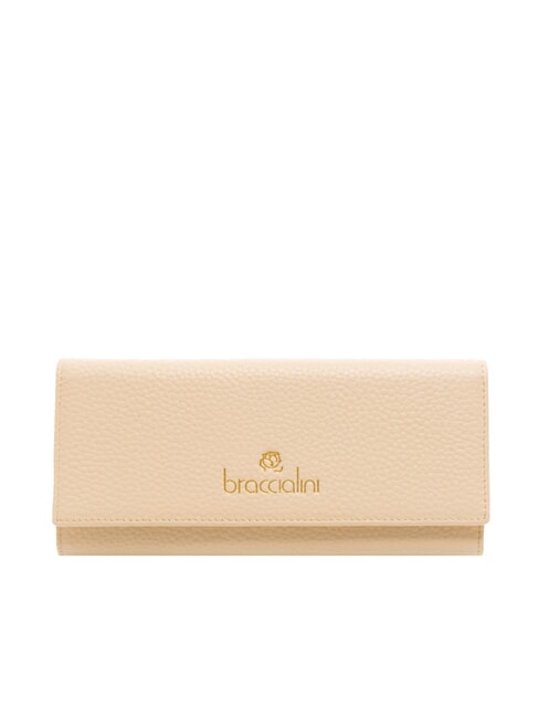 BRACCIALINI BASIC Cartera grande de piel continental beige - Carteras Mujer