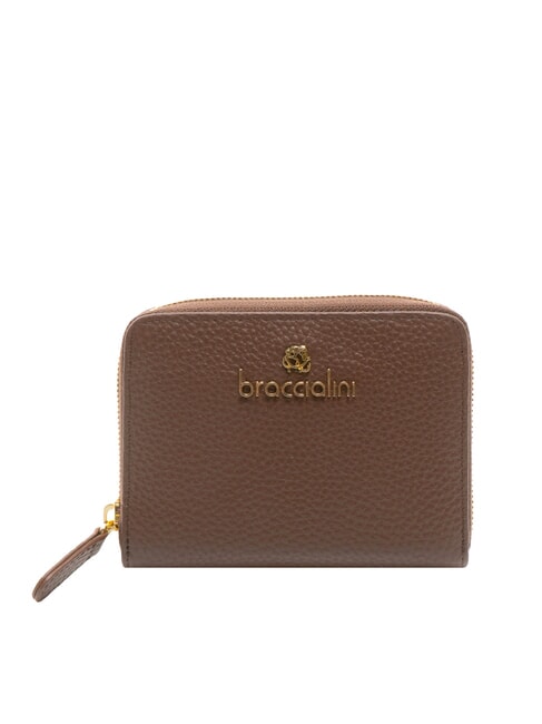 BRACCIALINI BASIC Cartera pequeña de cuero con cremallera marrón oscuro - Carteras Mujer