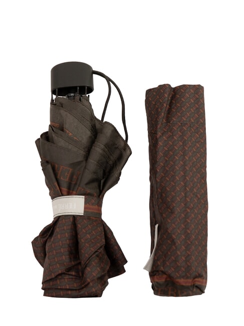 FERRÈ MINI Paraguas manual a prueba de viento corbata marrón 02 - Paraguas