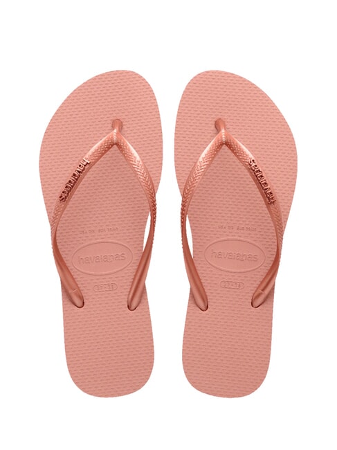 HAVAIANAS SLIM LOGO Chancletas rosa azafrán/rubor dorado - Zapatos Mujer