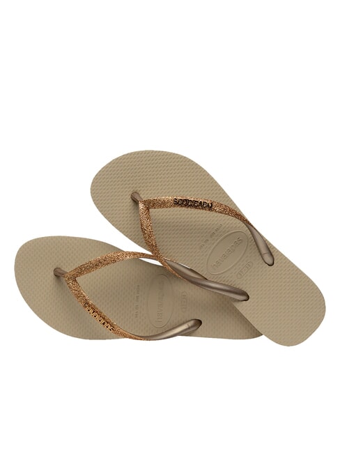 HAVAIANAS SLIM GLITTER II Chanclas arena/dorado claro metálico - Zapatos Mujer