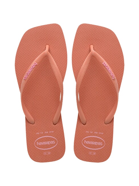 HAVAIANAS SQUARE LOGO Chanclas arcilla rosa - Zapatos Mujer